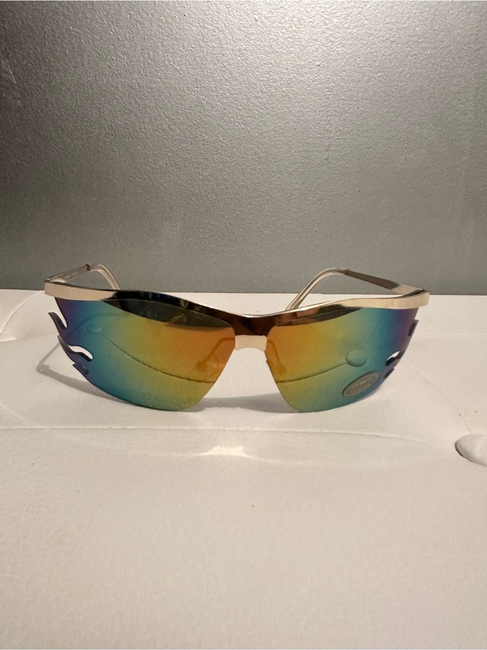 Blue-Green Mirrored Flame Sunglasses